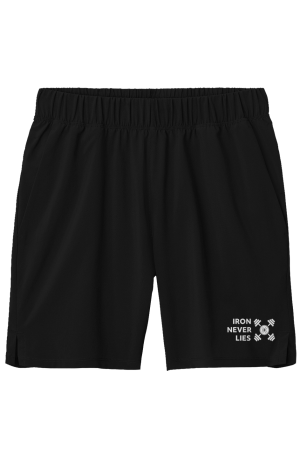 IRON LT GRAY ON BLACK mens 7 inch Short 90poly