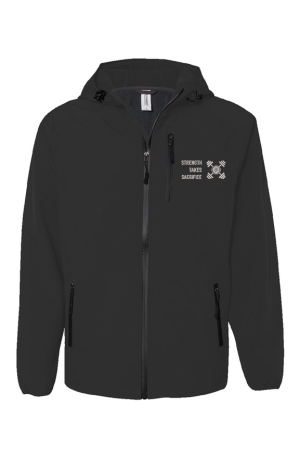 Z strength lg on blk polytech Soft Shell Jacket