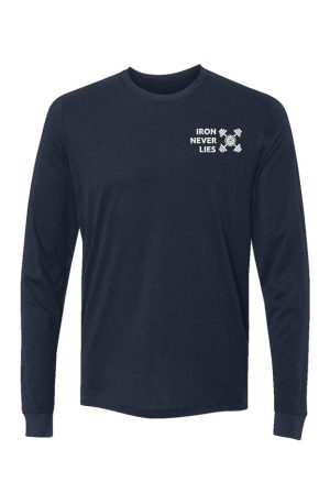 Z IRON WHT ON NAVY Sueded Long Sleeve Crew