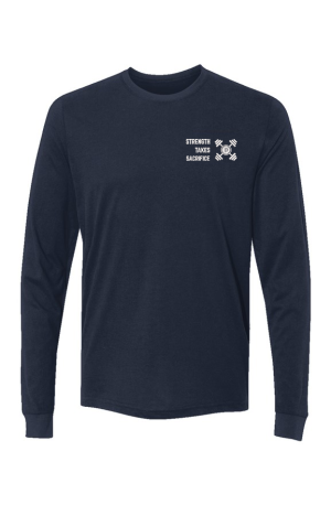 Z STRENGTH WHITE ON NAVY Sueded Long Sleeve Crew