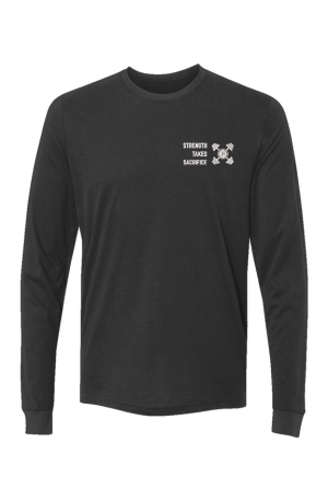 Z STRENGTH WHITE ON BLK Sueded Long Sleeve Crew