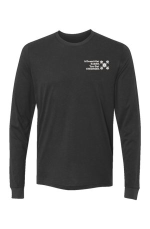 Z STRONGER WHT ON BLK Sueded Long Sleeve Crew