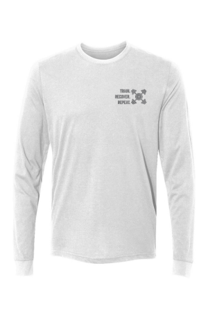 Z TRAIN DK GRAY ON WHITE Sueded Long Sleeve Crew
