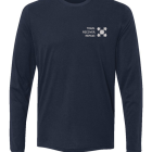 Z train wht on navy Sueded Long Sleeve Crew