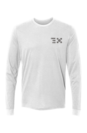 Choose Your Hard. Mens Sueded Long Sleeve Crew. Dark Gray on White