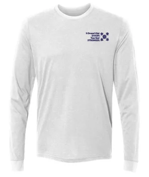 It Doesn't Get Easier. You Get Stronger. Mens Sueded Long Sleeve Crew. Navy on White