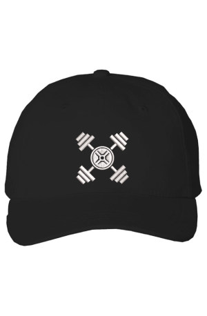 Z barbell white on black vented cotton cap